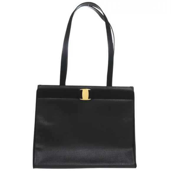 Salvatore Ferragamo Handbags - Salvatore Ferragamo Vara Rion Leather Black Tote Bag